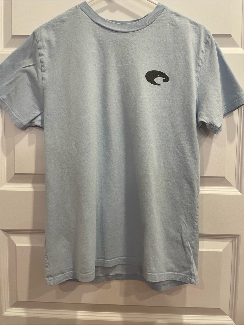 Costa Pale Blue Short Sleeve Tee with Chest Wave Logo